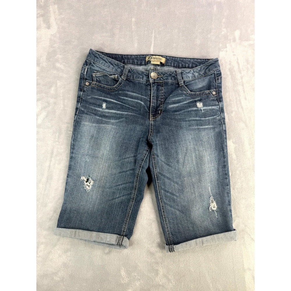 Democracy Jean Dependence Shorts Womens 10 Blue Denim Cotton Distressed Cuffed